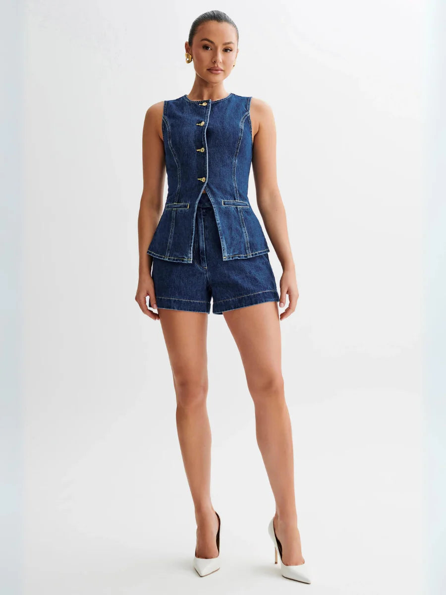 High Waist Denim Set | Met Perfecte pasvorm