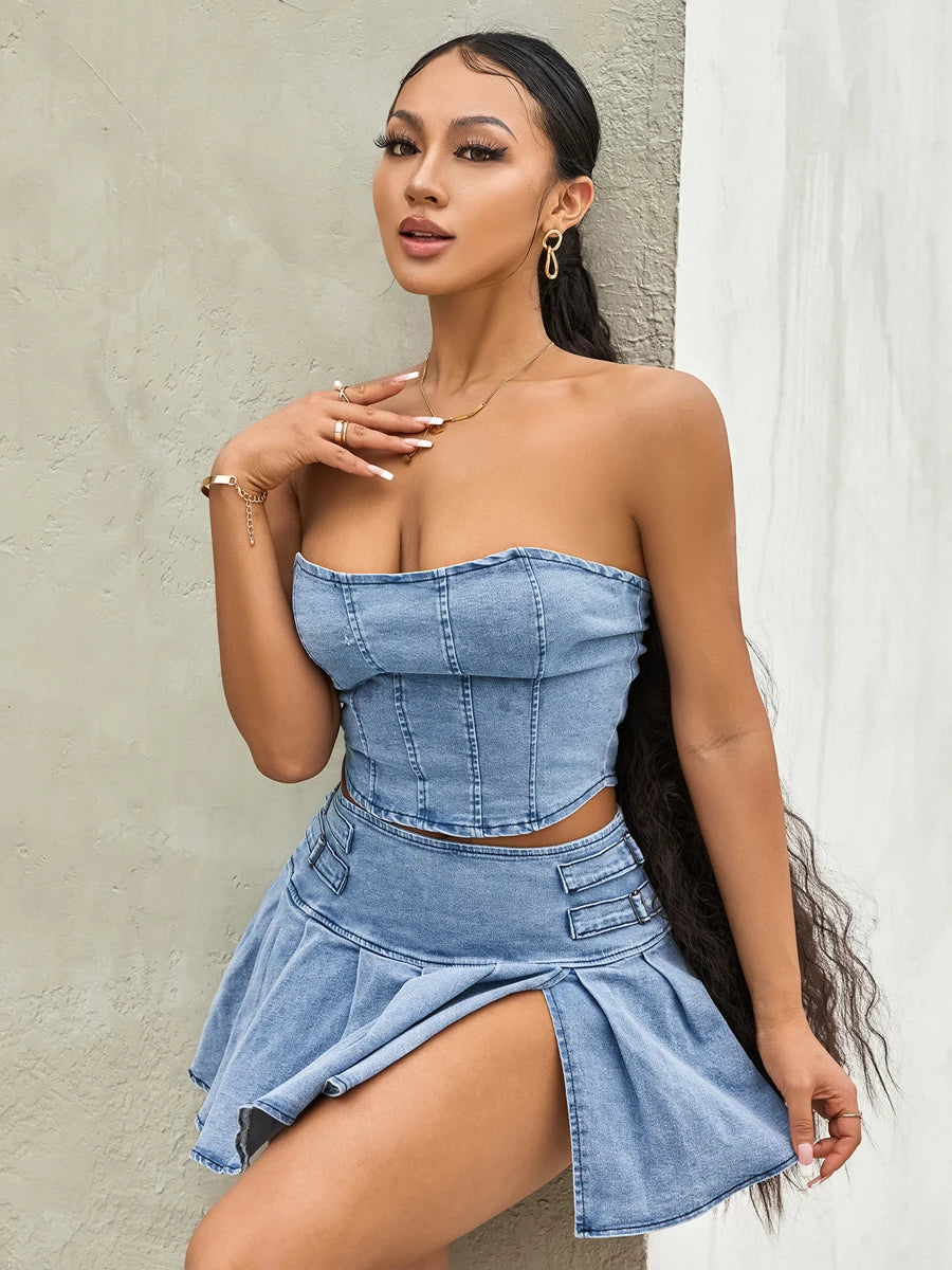 Denim Set | Met Off-Shoulder Stijl