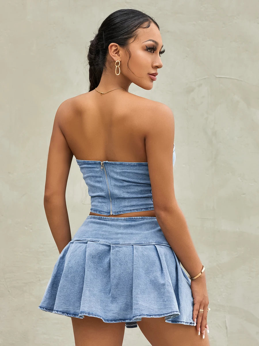 Denim Set | Met Off-Shoulder Stijl