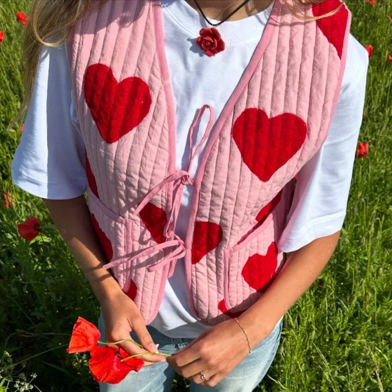 Bianca | Roze hartjes vest