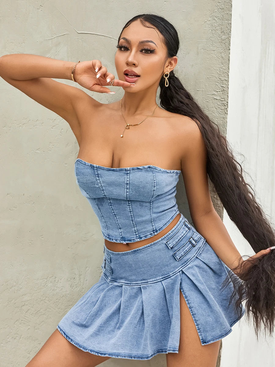 Denim Set | Met Off-Shoulder Stijl