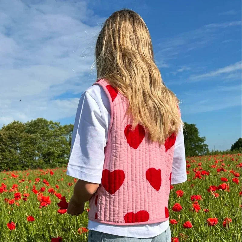 Bianca | Roze hartjes vest